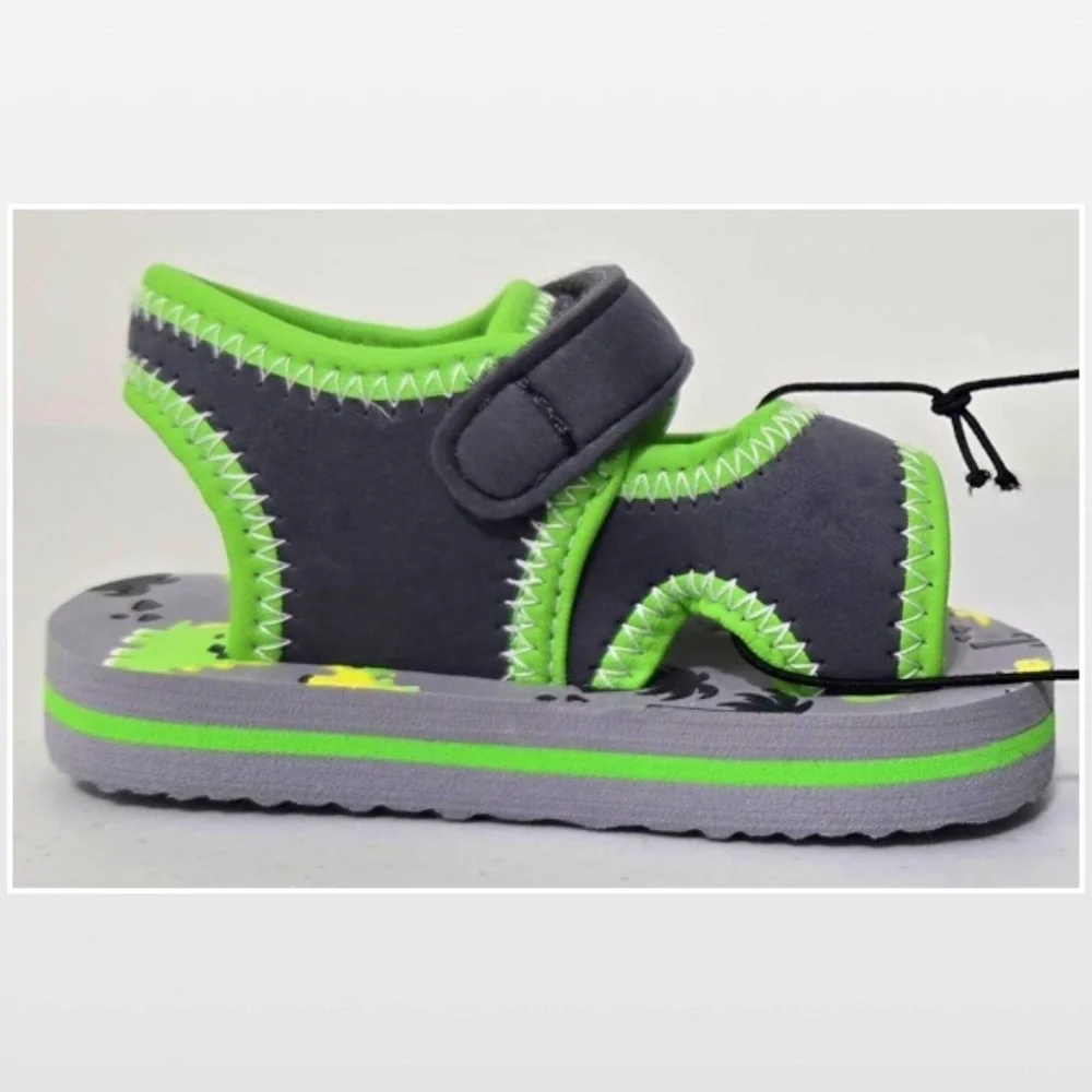 New Wave Zone Shoes Kids Prewalk Baby Sandals Dino Grey Green NWT